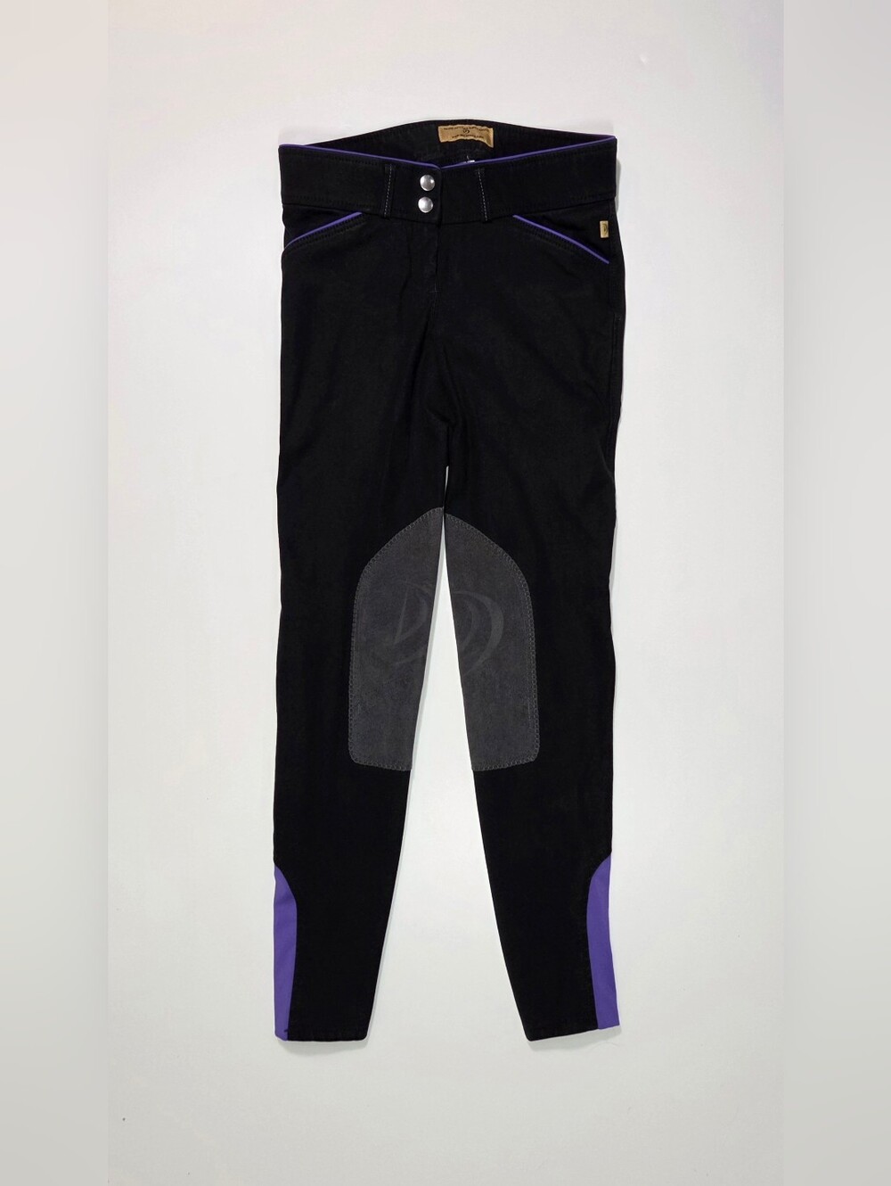 Devon Aire Equestrian Riding Breeches Womens Black Knee Patch Stretch Pants 24